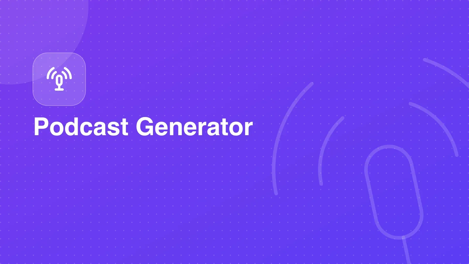 Podcast generator interface with source selection and audio player